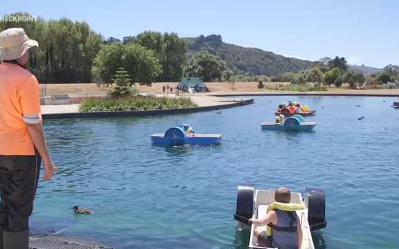Children on the water as the Hutt Valley swelters in a heatwave.
