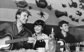 Patrons at the “Monde Marie” coffee bar, Wellington, 1968