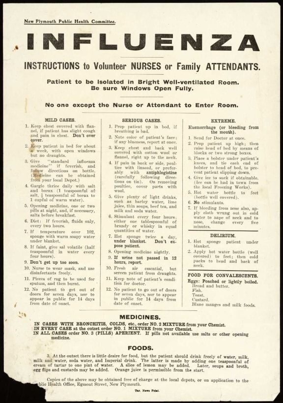 New Plymouth influenza notice.