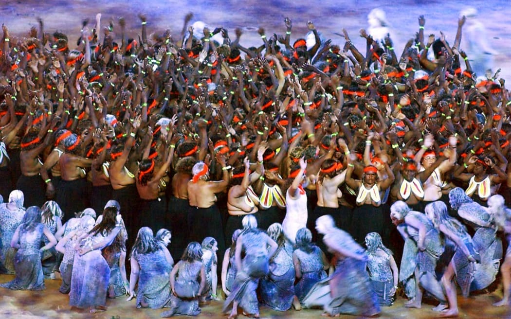 (FILER) Photo dated 15 September, 2000 of Aborigines performing a traditional dance during the Opening Ceremony of the Sydney Olympic Games.