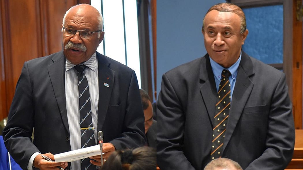 Opposition leader Sitiveni Rabuka and Ro Filipe Tuisawau.