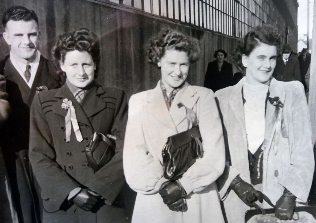 Vera Cooper (second from left) at Carisbrook in 1949