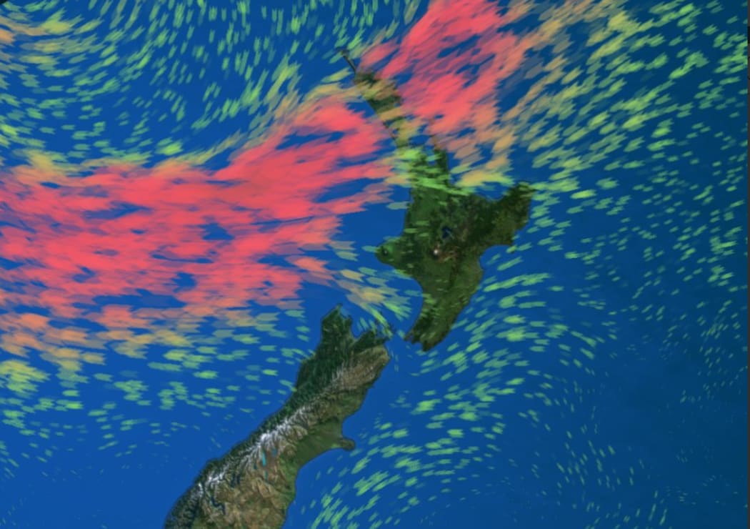 This MetService map shows the winds expected at 11pm tonight.
