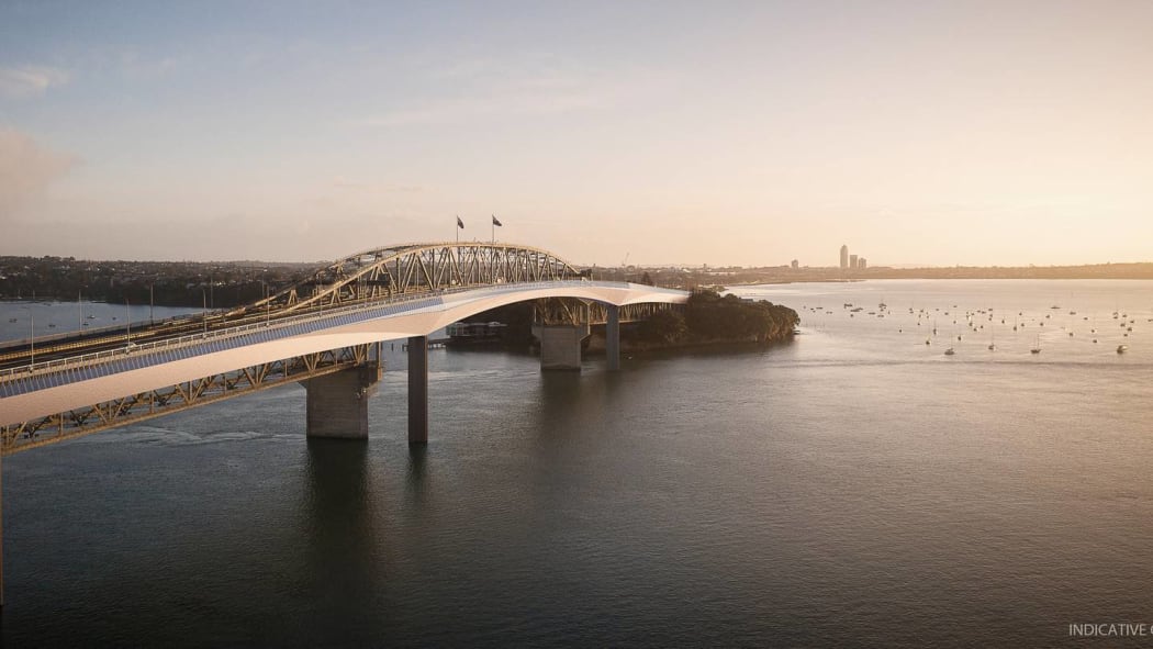 Auckland Harbour pedestrian/cyclist crossing depiction