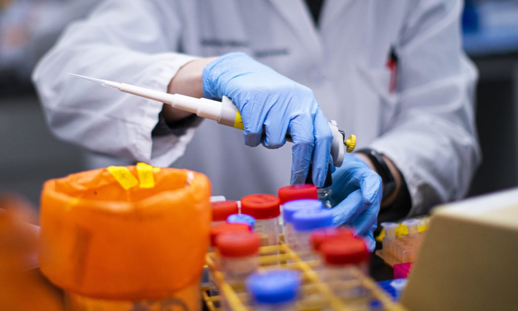 A researcher works in a lab that is developing testing for the COVID-19 coronavirus at Hackensack Meridian Health Center for Discovery and Innovation on February 28, 2020 in Nutley, New Jersey.