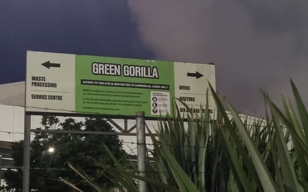 Smoke billowing from a fire at a rubbish and recycling plant in Auckland on 8 February, 2024.