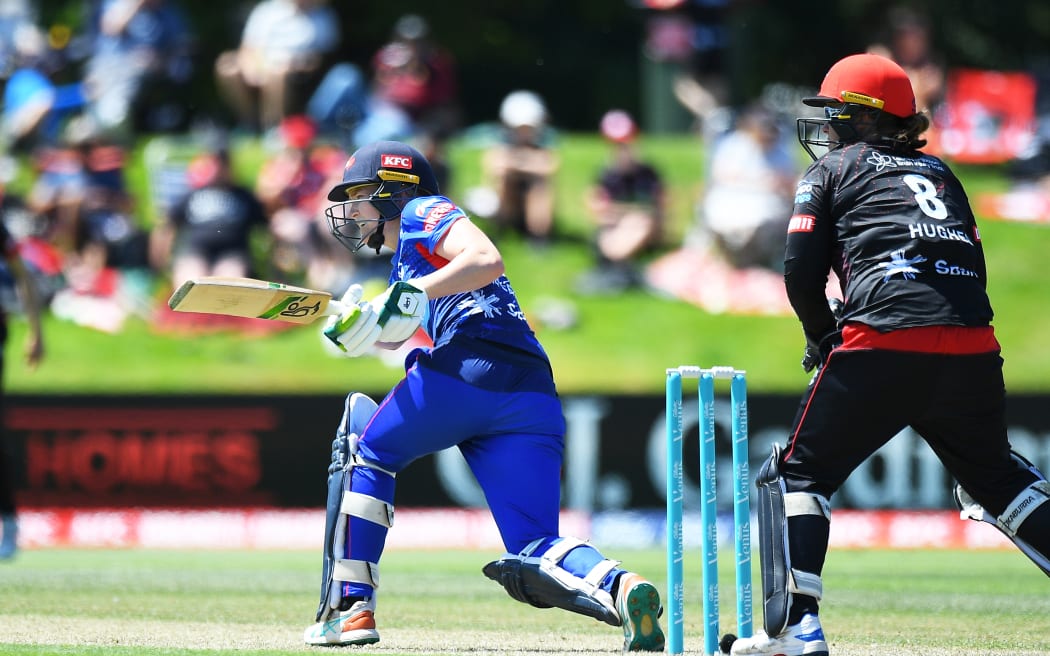 Auckland Hearts batter Maddy Green during their Super Smash T20 match against Canterbury Magicians at Hagley Oval.