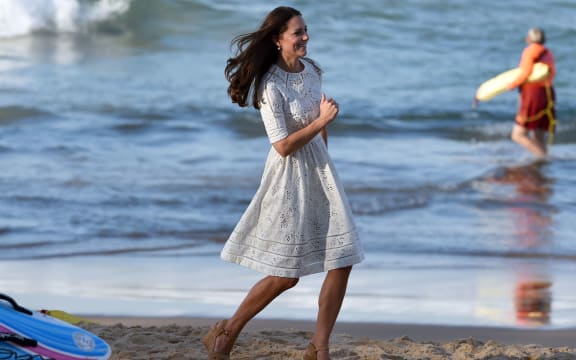 The Duchess of Cambridge on the beach at Manly.