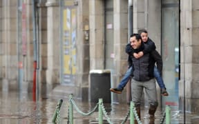 The town centre of Morlaix, in Brittany, was flooded.
