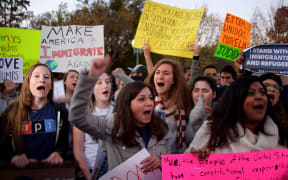 Protesters outside the White House in Washington, DC, on 10 November.