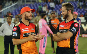 David Warner of Sunrisers Hyderabad  and Kane Williamson captain of Sunrisers Hyderabad.