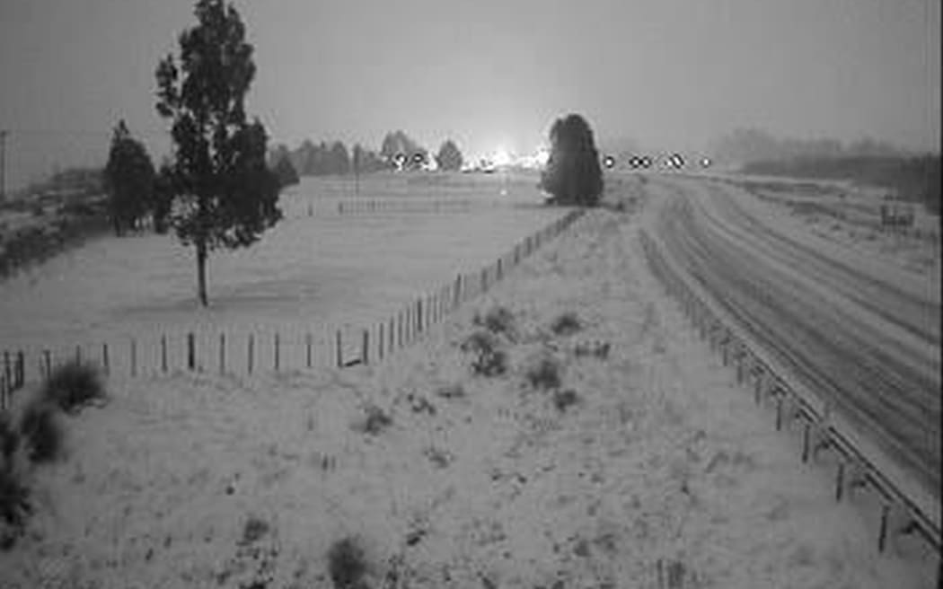 State Highway 1 in Waiouru at the start of the Desert Road this morning.