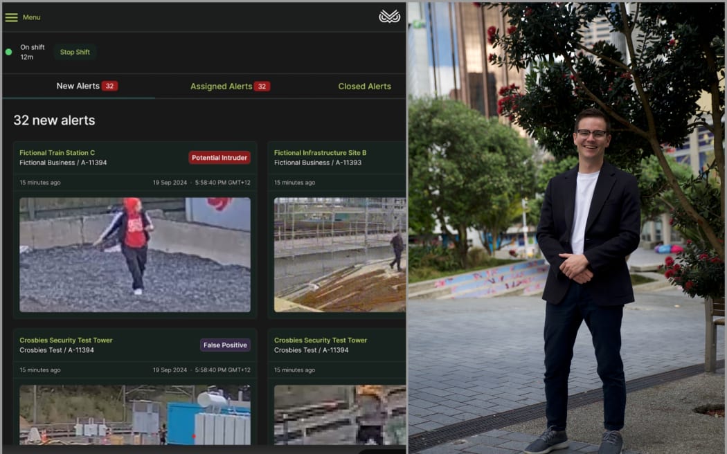 Left: An example of Watchful's Quill technology. Right: Joshua Parsons.