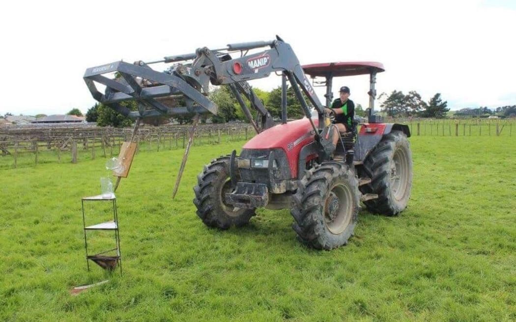 Rob Barry competing in the Young Farmer Tararua District contest.