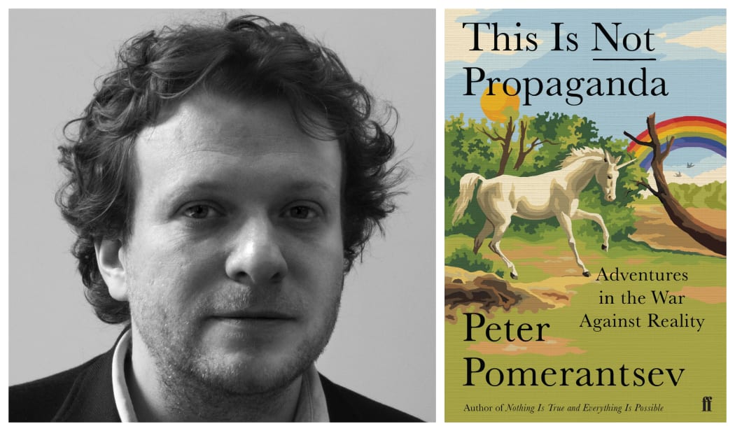 Peter Pomerantsev and the cover of his book "This is Not Propaganda"