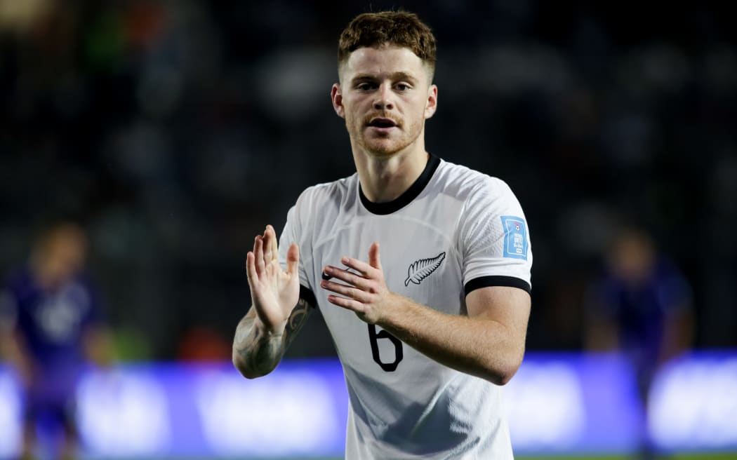 Fin Conchie with the New Zealand under-20 team at the 2023 FIFA U-20 World Cup in Argentina.