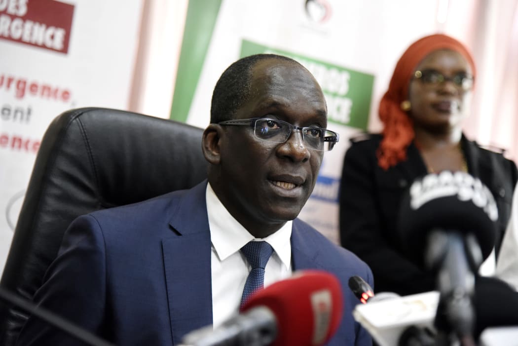 Senegal Health's minister Ablaye Diouf Sarr speaks during a press conference as Senegal's first case of Covid-19 was confirmed.