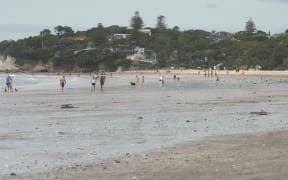 Auckland's Takapuna beach under level 3 step 1 restrictions in October.