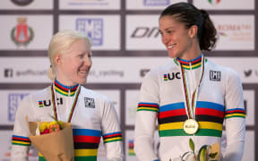 Emma Foy and Laura Thompson at the World Championships in Italy, in March, where they won gold.