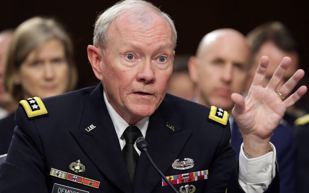 Chairman of US Joint Chiefs of Staff Martin Dempsey testifying before the Senate Armed Services Committee