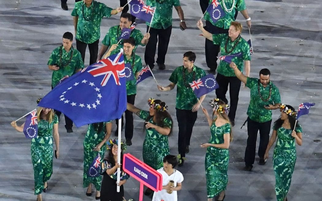 Cook Islands delegation during the opening ceremony of the Rio Olympics.