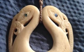 Jake Aitken's whale bone taonga.