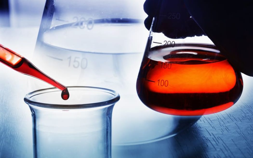 Chemical research in a science laboratory.