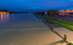 The Whanganui River at its peak on Thursday morning