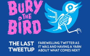 Poster for the Bury the Bird gathering in Auckland discussing what went wrong with Twitter (now X) and what the future holds for social media' relationship with journalism.