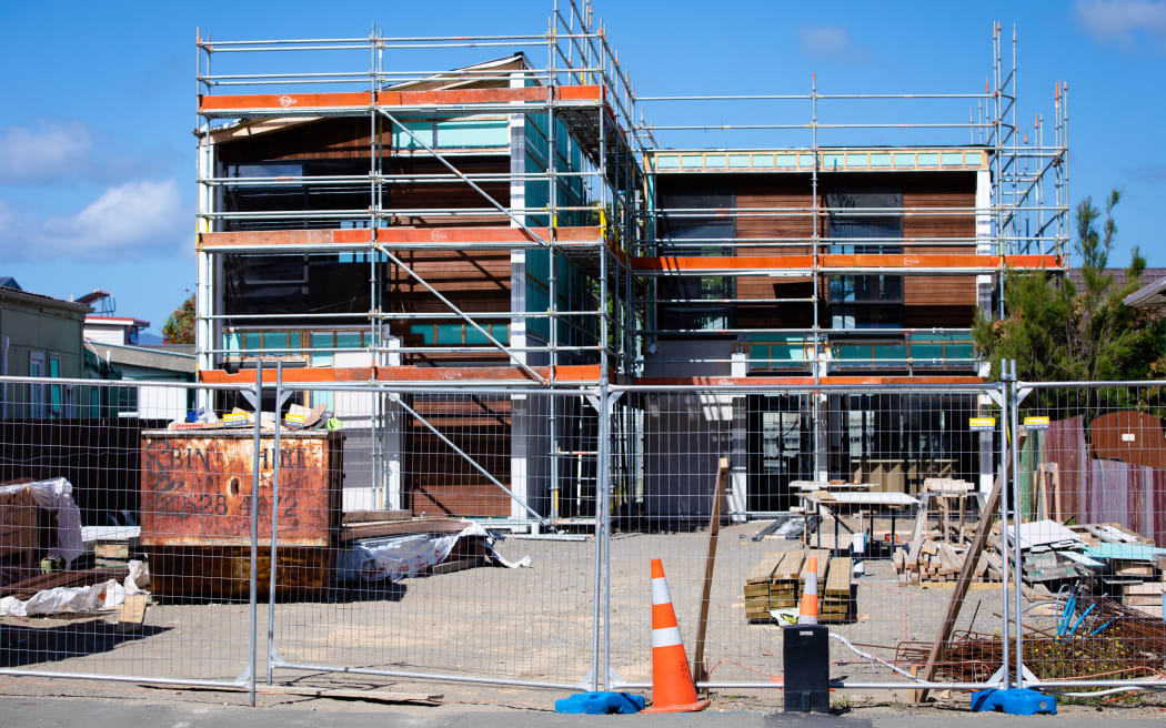 An apartment building under construction in Wellington