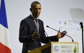 President Barack Obama addresses the COP21 climate change meeting.