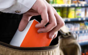 Retail Shoplifting. Woman Stealing In Supermarket. Theft At Shop