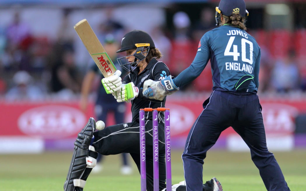 Bernadine Bezuidenhout bats England during a one day international in Leicester in 2018.