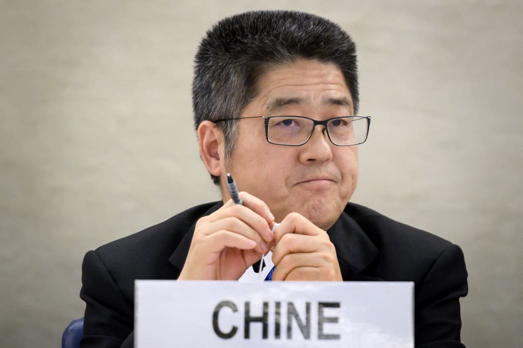 Chinese Vice Minister of Foreign Affairs Le Yucheng attends the Universal Periodic Review of China before the United Nations (UN) Human Rights Council on November 6, 2018 in Geneva.