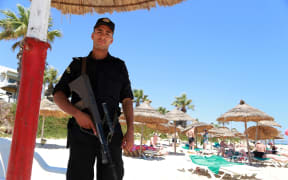 Security guard on a beach in Sousse, Tunisia