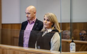 Liz Gunn and associate Jonathon Clark on trial at the Manukau District Court.