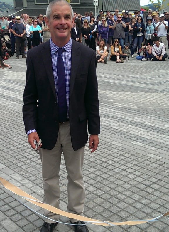 Andrew Turner was one of those to cut the ribbon and officially open the square.