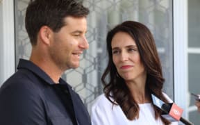 Jacinda Ardern and Clarke Gayford at their first media appearance after the announcement of the Prime Minister's pregnancy.