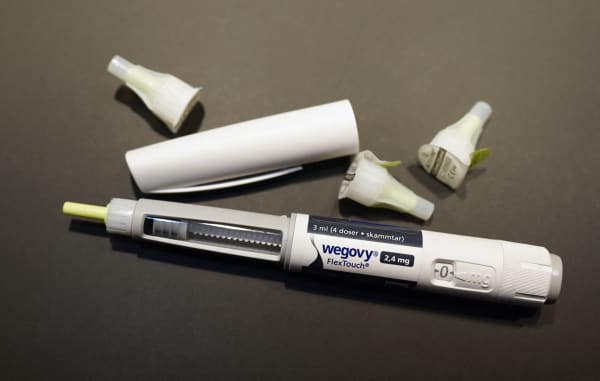 Oslo 20231108.
Novo Nordisk produces the drug Wegovy. Diabetes medicine and anti-obesity injections. Active ingredient: Semaglutide. Manufacturer: Novo Nordisk.
Photo: Lise Aaserud / NTB (Photo by LISE ASERUD / NTB via AFP)