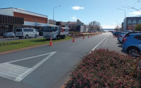 Rotorua Lakes Council workers conducting garden bed work in the CBD. Photo / NZME