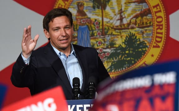 Republican Florida Gov. Ron DeSantis speaks to supporters at a campaign rally at the Cheyenne Saloon on November 7, 2022 in Orlando, Florida. DeSantis faces U.S. Rep. Charlie Crist (D-FL) in his re-election bid in tomorrow's general election. (Photo by Paul Hennessy/NurPhoto) (Photo by Paul Hennessy / NurPhoto / NurPhoto via AFP)