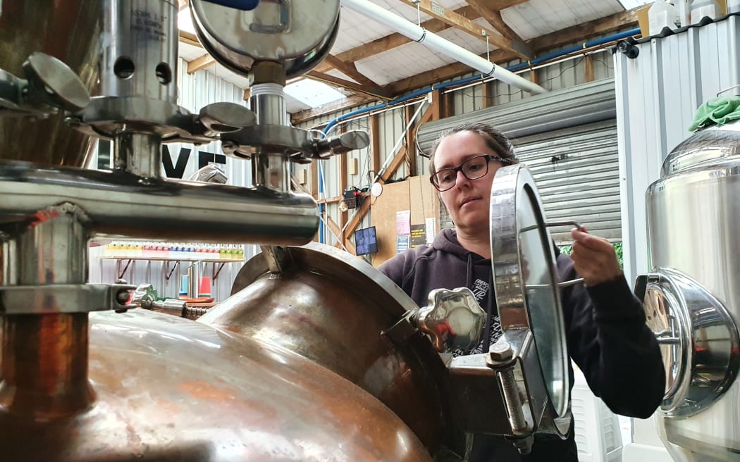 Janet Charteris at work in her distillery
