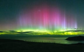 The Aurora Australis near Cape Saunders on the Otago Peninsula.