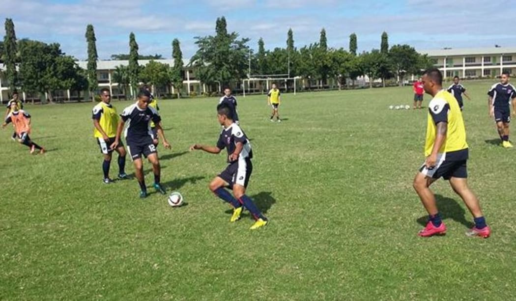 The American Samoa men's football team training in Fiji.