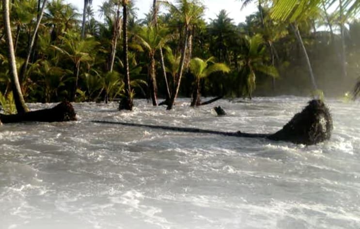 High tides in Kili Island, Marshall Islands, February 2015.