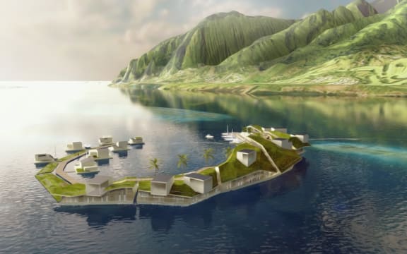 A concept design for the world's first floating town, in French Polynesia