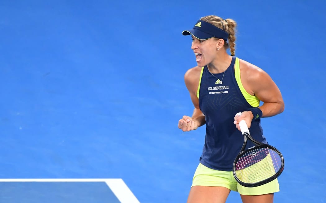 Angelique Kerber celebrates her win over Maria Sharapova.