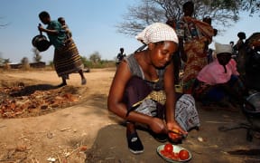 Villagers prepare food for a feast at the Nanthomba Primary School October 4, 2007 in Nanthomba, Malawi.