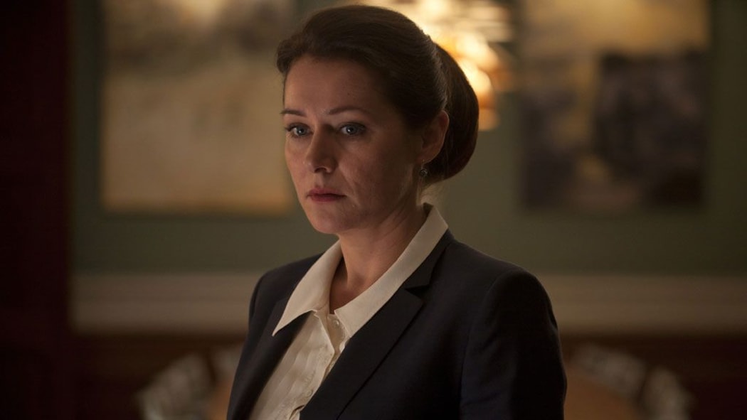 Sidse Babett Knudsen as Birgitte Nyborg, the first female prime minister of Denmark, in the TV series Borgen