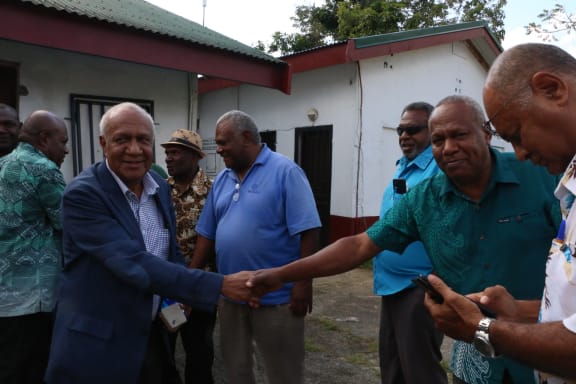 Sato Kilman with opposition supporters outside the Vanuatu Supreme Court in Port Vila. 25 August 2023

Photo: RNZ Pacific / Kelvin Anthony